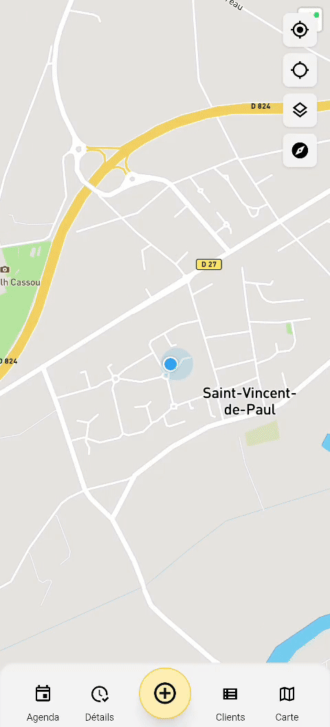 Carte Prestago : interventions et trajets sur smartphone